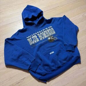 Vintage Winnipeg Blue Bombers Hoodie Ravens Athletic Blue CFL Sweatshirt Mens L